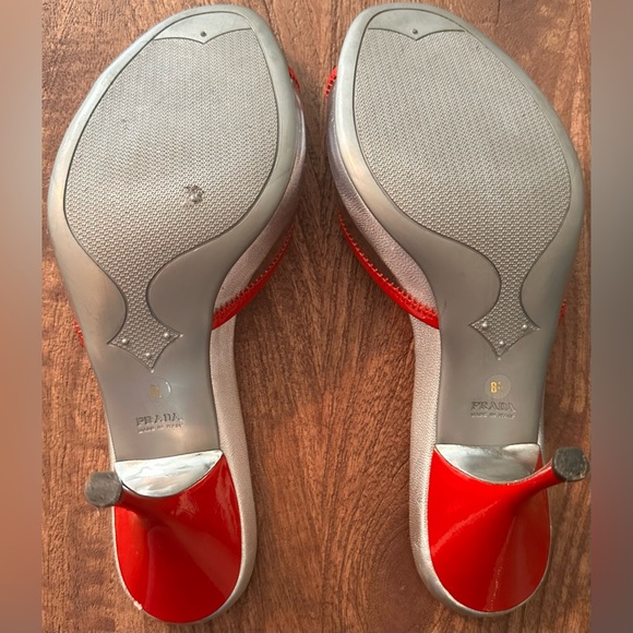 Ladies Prada Vintage Silver & Red Translucent Heels - Picture 11 of 14